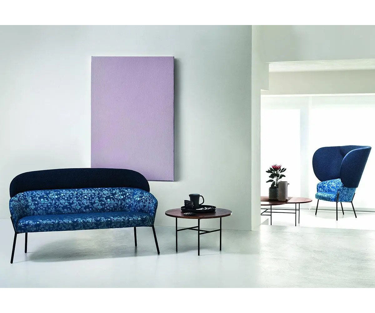 Wam 1577 Sofa by Bross with high upholstered backrest and metal frame Casa Design Group