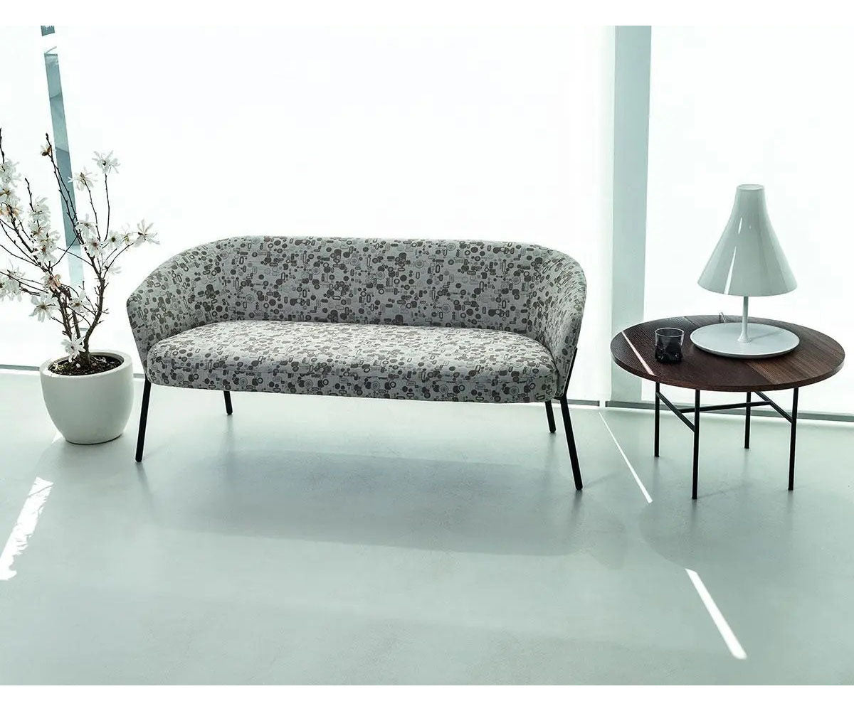 Wam 1578 Sofa by Bross with upholstered low backrest and metal frame Casa Design Group