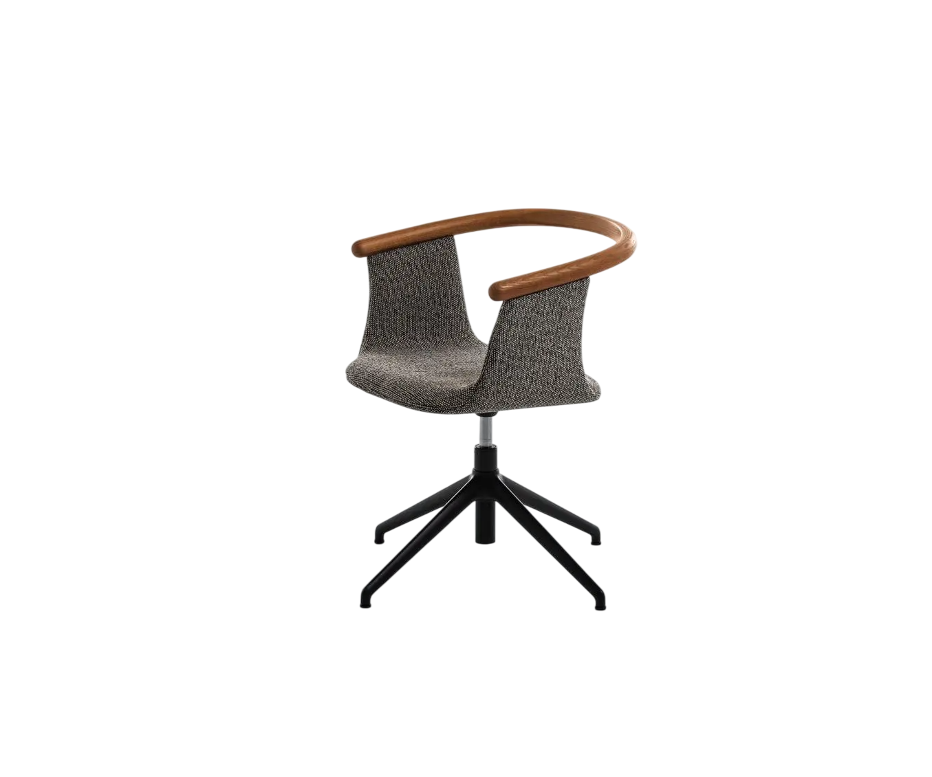 Yuumi 1591 Swivel Office Chair by Bross with upholstered shell and ash wood backrest