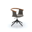 Yuumi 1591 Swivel Office Chair by Bross with upholstered shell and ash wood backrest