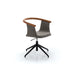 Yuumi 1591 Swivel Office Chair by Bross with upholstered shell and ash wood backrest