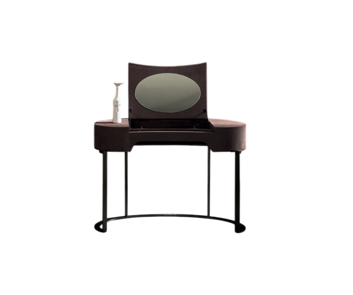 Yves leather vanity with oval mirror by Roberto Lazzeroni for Baxter | Casa Design Group