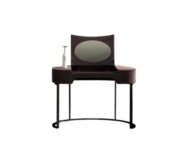 Yves leather vanity with oval mirror by Roberto Lazzeroni for Baxter | Casa Design Group