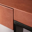 Yves leather vanity with oval mirror by Roberto Lazzeroni for Baxter | Casa Design Group