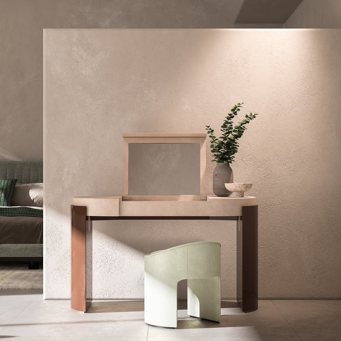 Zoe Sculptural Pouf with Leather and Fabric Upholstery by CPRN Homood | Casa Design Group