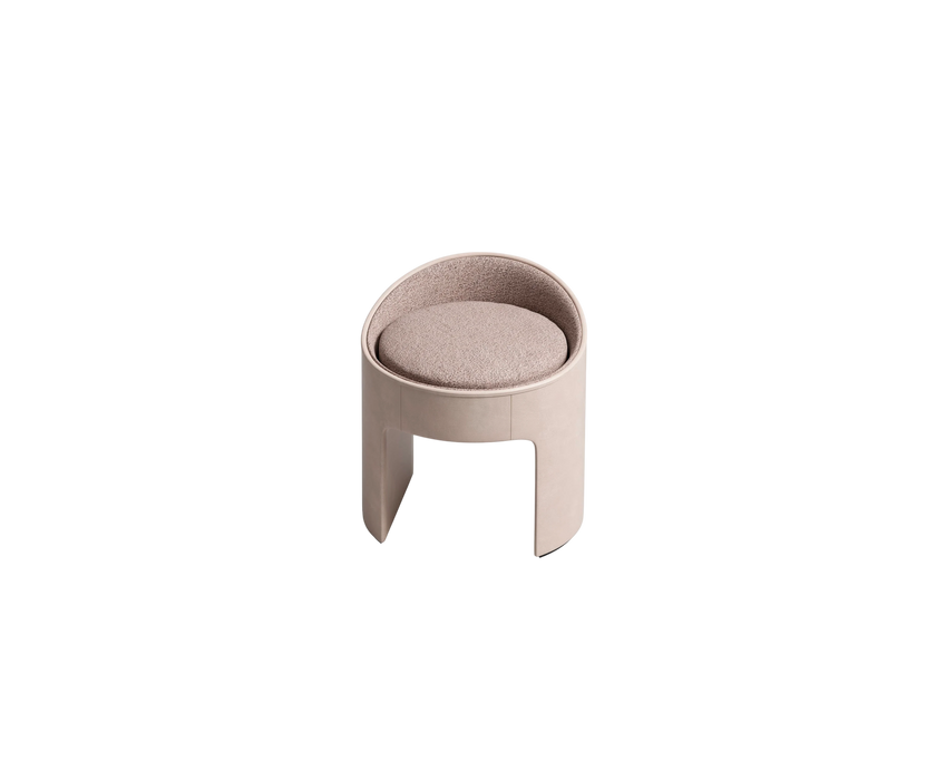 Zoe Sculptural Pouf with Leather and Fabric Upholstery by CPRN Homood | Casa Design Group