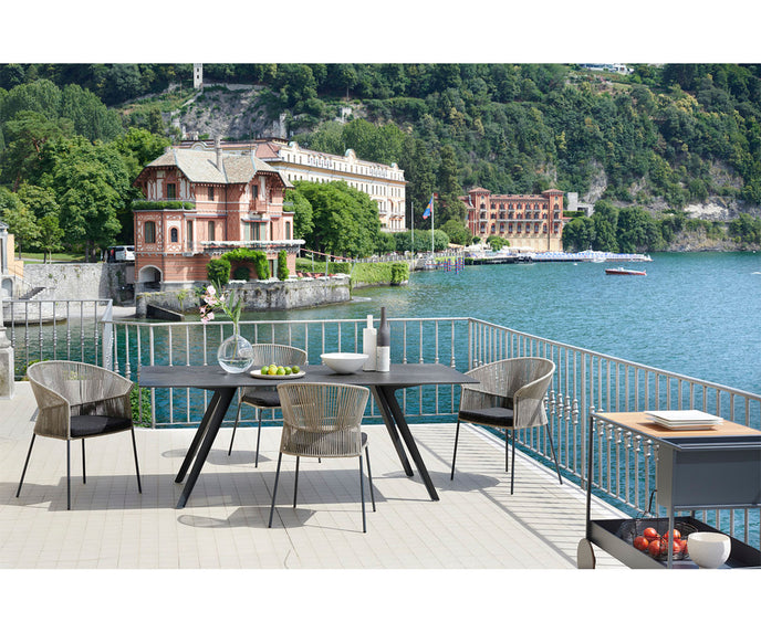 Modern Katana Outdoor Rectangular Table with Metal Legs and Porcelain Stoneware Top by Potocco | Casa Design Group