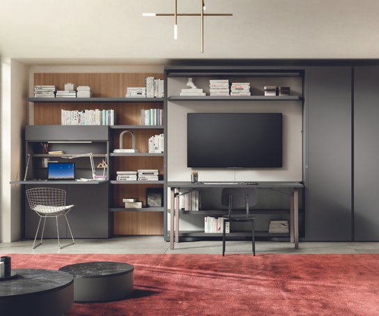 LGM TV 2 WALL BED WITH BOOKSHELF AND DESK by Clei