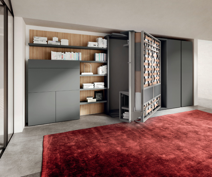 LGM TV 2 WALL BED WITH BOOKSHELF AND DESK by Clei