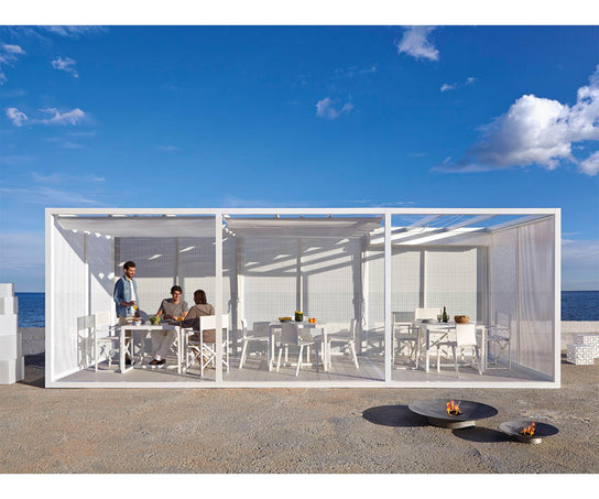 High end Perforated Sheet Sidewall Pavilion by Gandia Blasco Casa Design