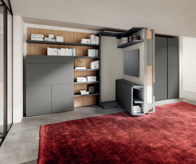 LGM TV 2 WALL BED WITH BOOKSHELF AND DESK by Clei