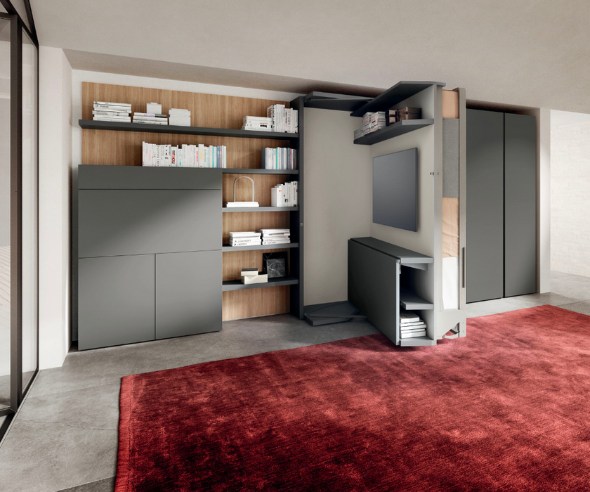 LGM TV 2 WALL BED WITH BOOKSHELF AND DESK by Clei