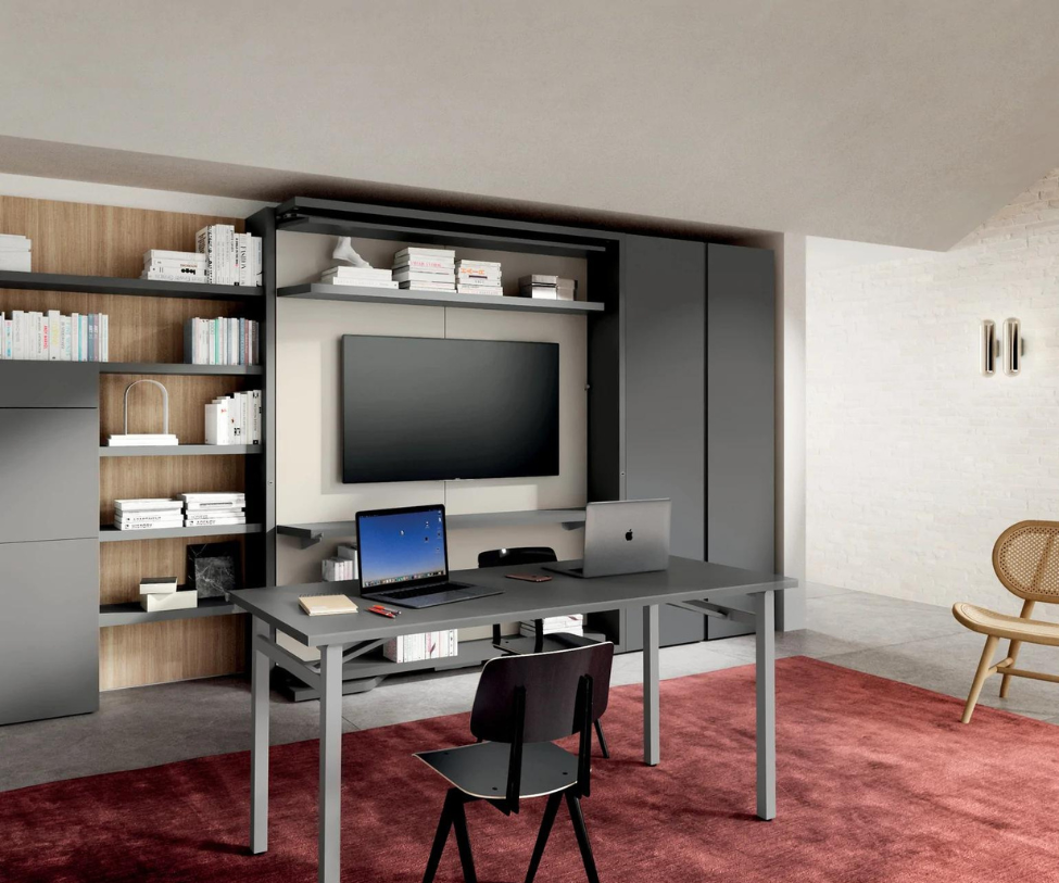 LGM TV 2 WALL BED WITH BOOKSHELF AND DESK by Clei
