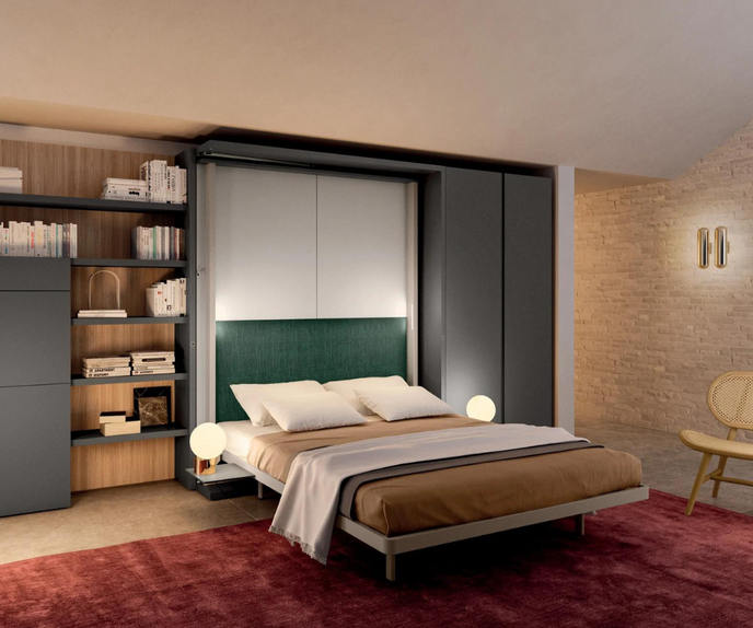 LGM TV 2 WALL BED WITH BOOKSHELF AND DESK by Clei