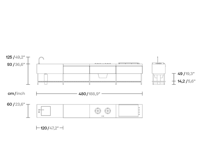 Outdoor Base Kitchen Quadruple Configuration | Kettal 