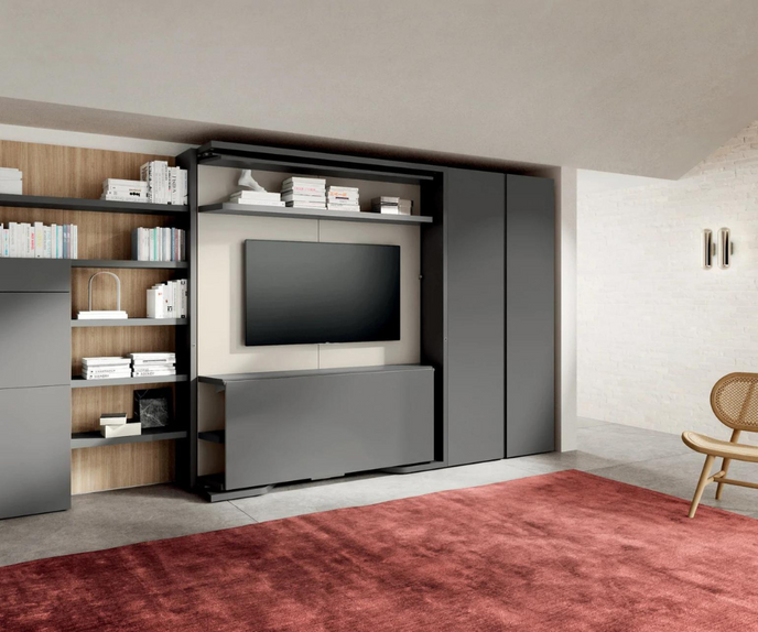 LGM TV 2 WALL BED WITH BOOKSHELF AND DESK by Clei