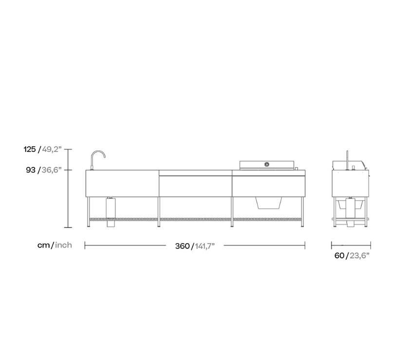 Outdoor Base Kitchen Triple Configuration | Kettal