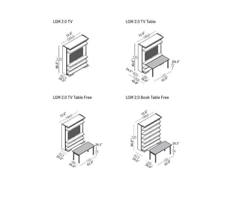 LGM TV 2 WALL BED WITH BOOKSHELF AND DESK by Clei
