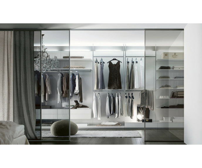 Rimadesio Abacus Walk-In Closet Bianco Latte and Glass Doors