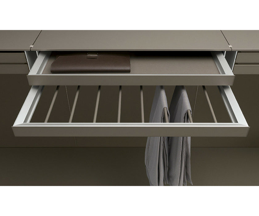 Rimadesio Abacus Walk-In Closet Hanger Rods Covered with Argilla Sythetic Leather