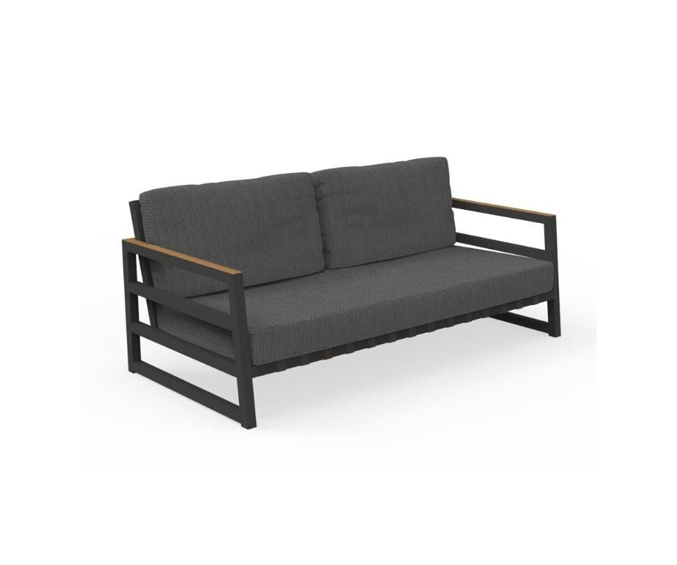 Alabama Alu Two-Seater Sofa Black and Graphite