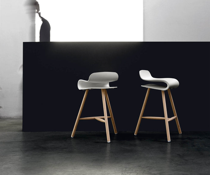 High end BCN Wood Base Stool by Kristalia Casa Design