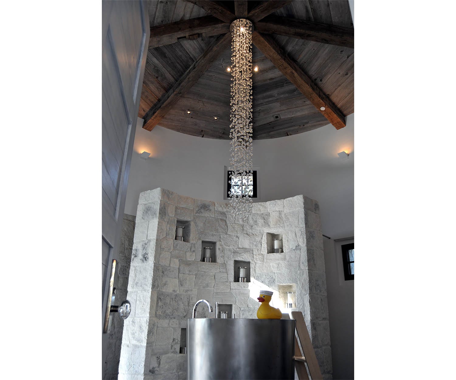 High end H2O Large Tall Chandelier by Zia Priven Casa Design