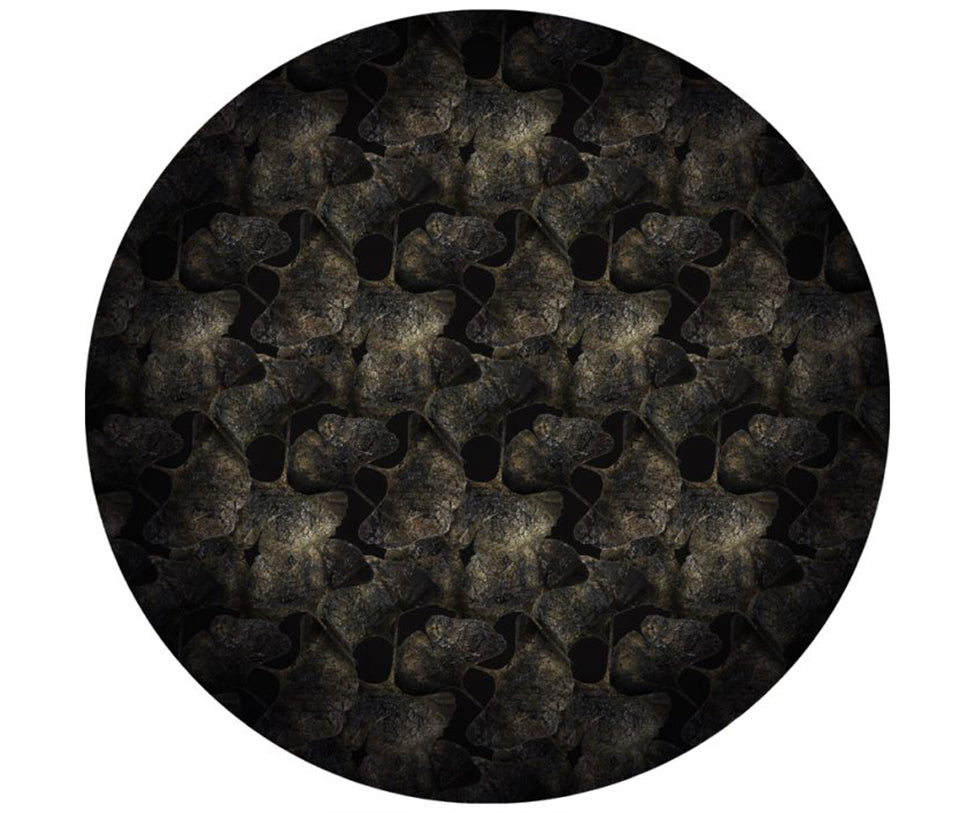 Ginko Leaf Black Round Rug Moooi