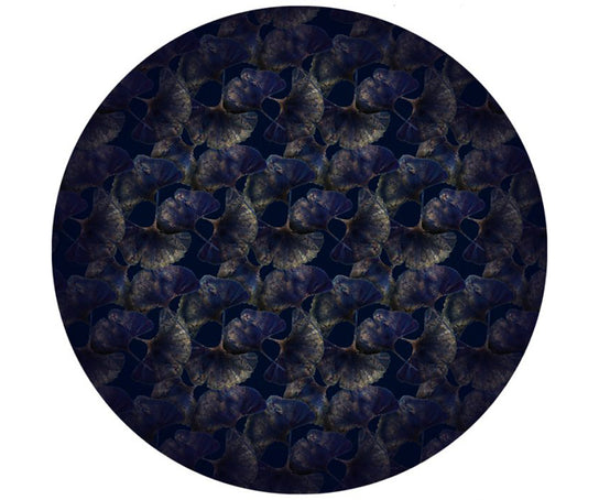 Ginko Leaf Blue Round Rug Moooi