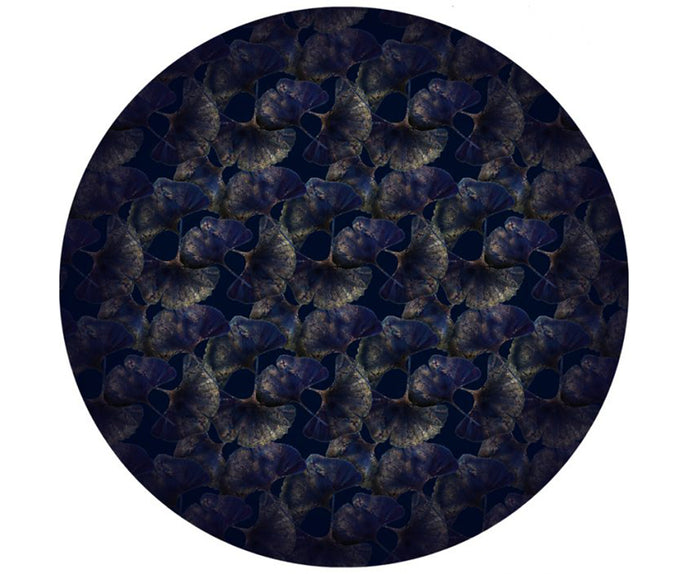 Ginko Leaf Blue Round Rug Moooi