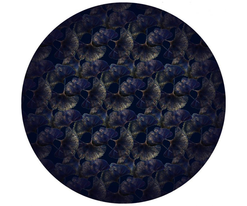 Ginko Leaf Blue Round Rug Moooi