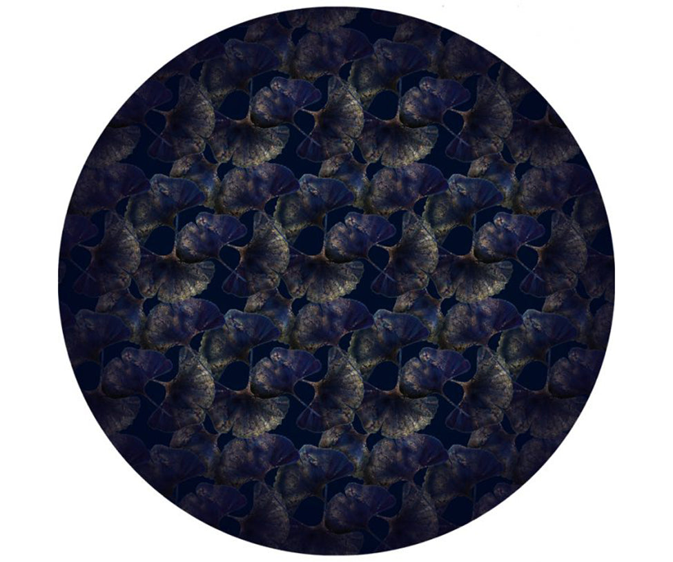 Ginko Leaf Blue Round Rug Moooi