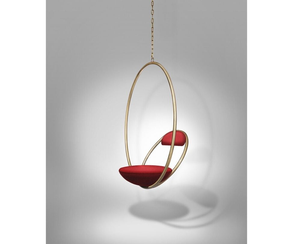 High end Hanging Hoop Chair Brushed Brass by Lee Broom Casa Design