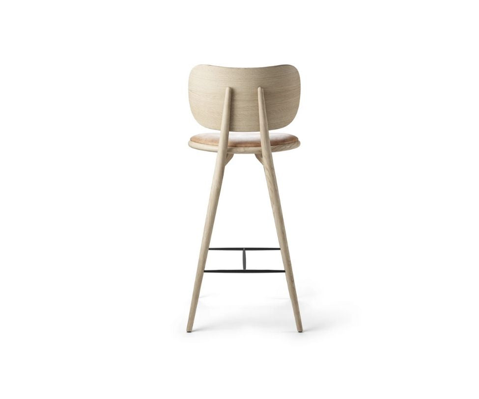 High Stool Backrest Natural Matt Lacquered Oak Mater