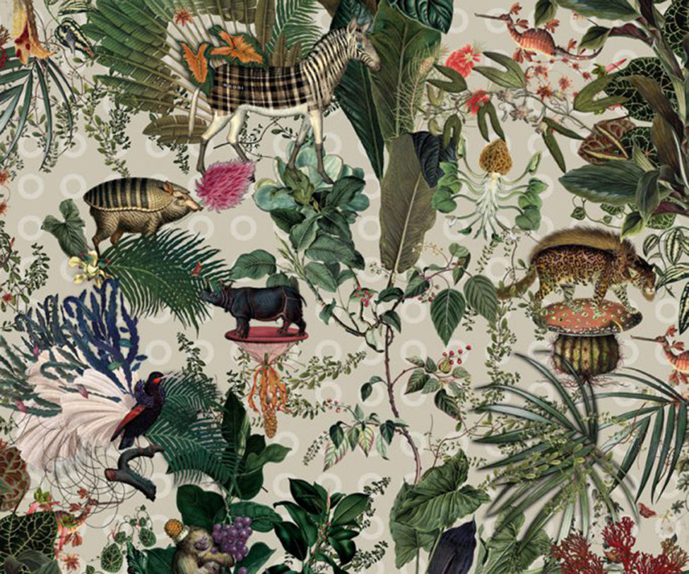 Menagerie of Extinct Animals Ivory Rectangle Rug Moooi
