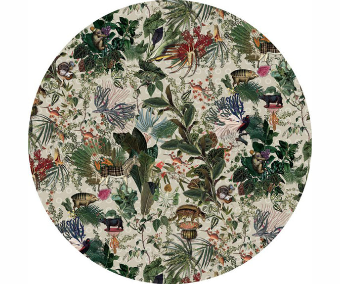 Menagerie of Extinct Animals Ivory Round Rug Moooi