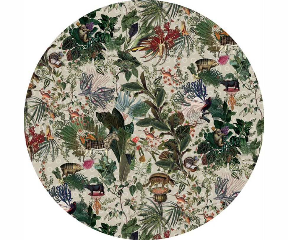 Menagerie of Extinct Animals Ivory Round Rug Moooi
