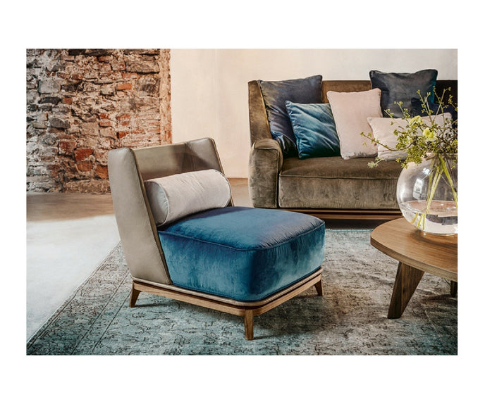 Vibieffe 430 Opera Armchair Blue Velvet Fabric