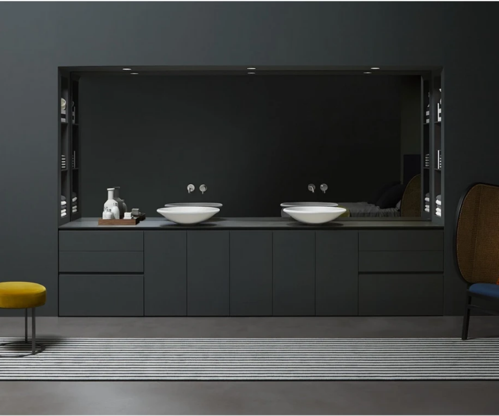 Tierney Modern Stainless Steel Matte Black Bathroom Shelf Wall