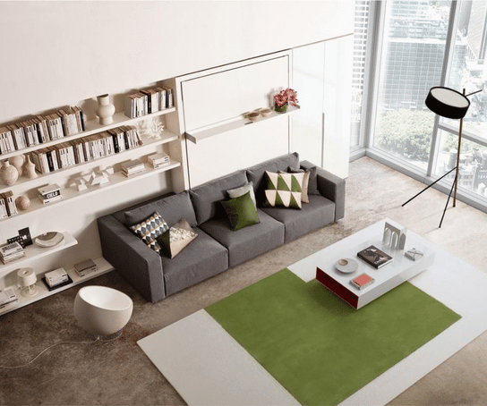 High end Swing Wall Bed With Sectional Sofa by Clei Casa Design