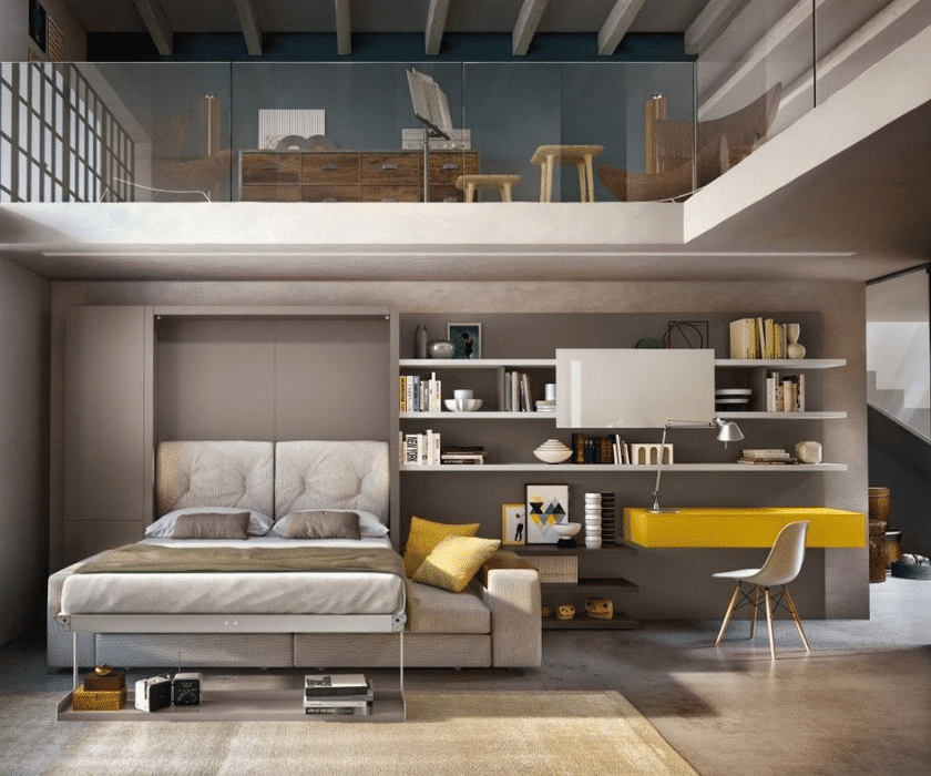 High end Tango Wall Bed With Sofa by Clei Casa Design