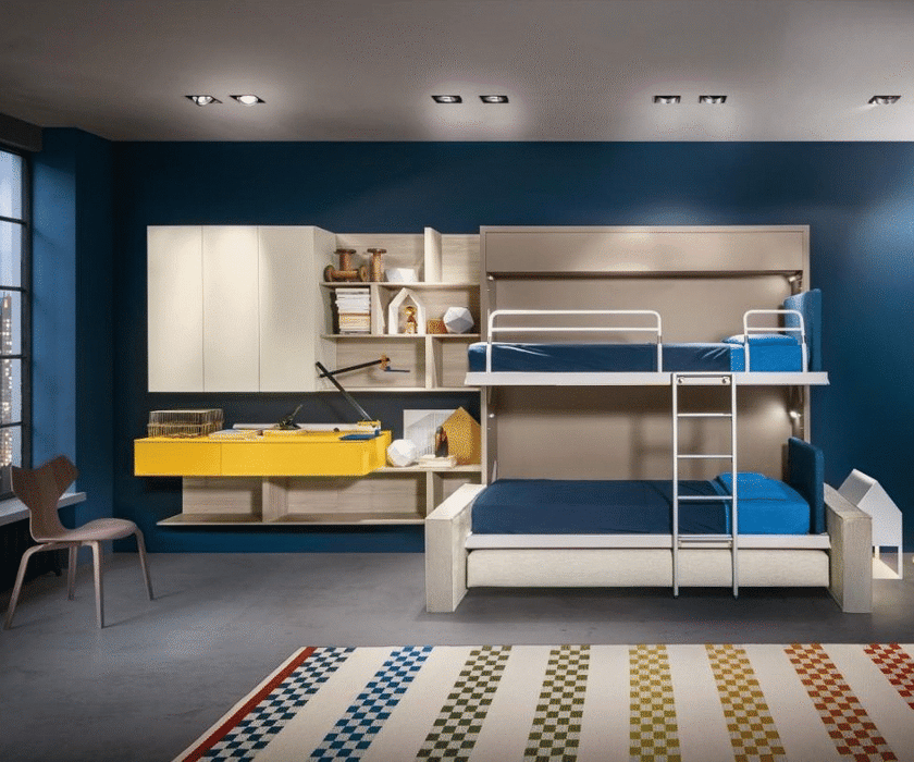 High end Kali Wall Bunk Bed With Sofa by Clei Casa Design