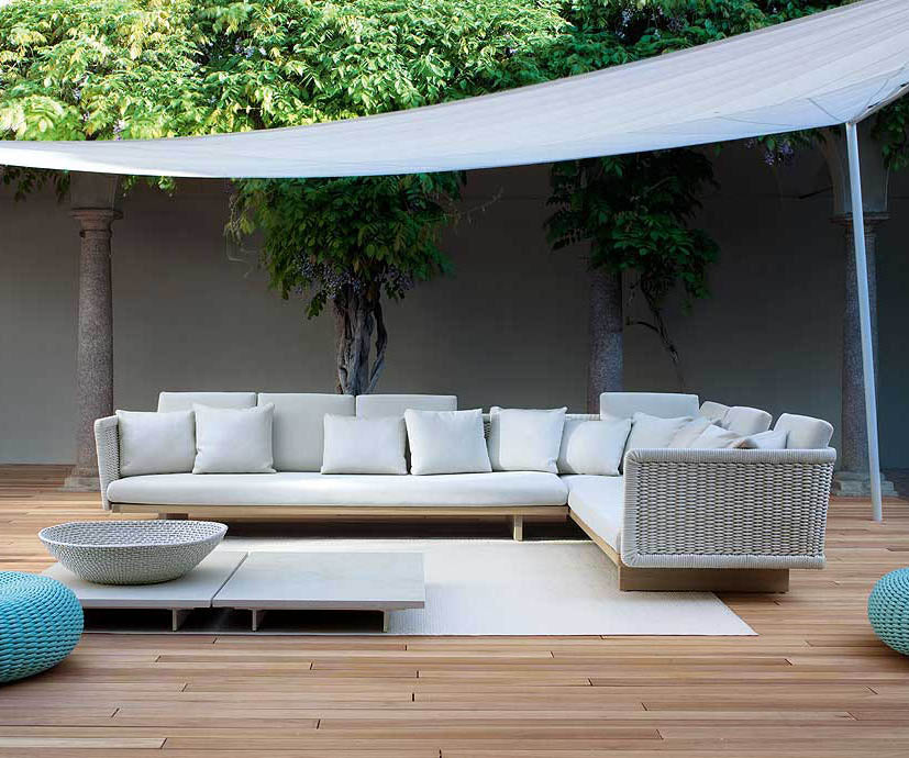 Luxury Ala Outdoor Sunshade by Paola Lent with Sliding or Fixed Shading Sail Casa Design Group