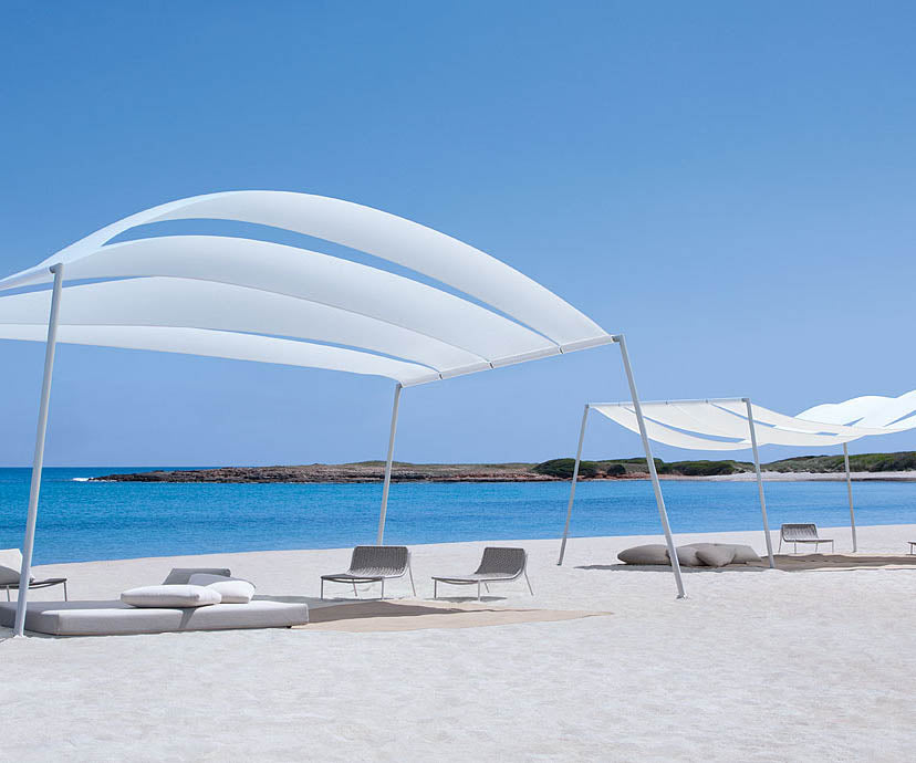 Luxury Ala Outdoor Sunshade by Paola Lent with Sliding or Fixed Shading Sail Casa Design Group