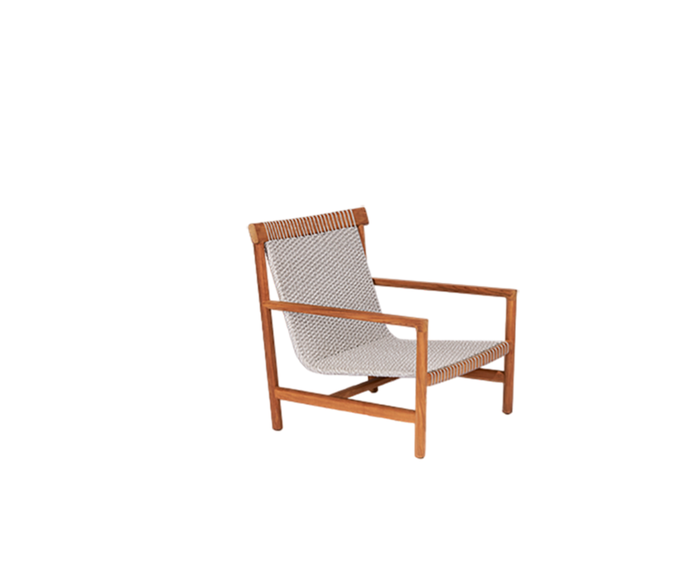 Elegant Amanu Lounge Chair by Tribù with teak frame and hemp seat | Casa Design Group