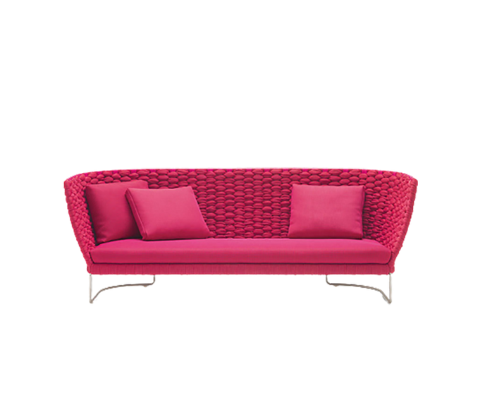 Elegant Handwoven Weaves and Stainless Steel Structure Ami Outdoor Sofa by Paola Lenti Casa Design Group