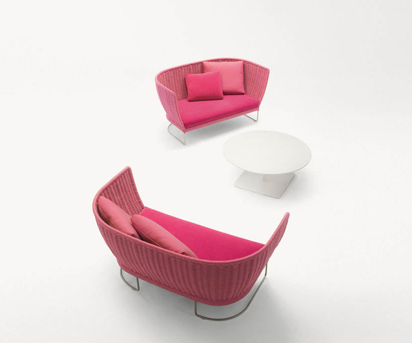 Elegant Handwoven Weaves and Stainless Steel Structure Ami Outdoor Sofa by Paola Lenti Casa Design Group