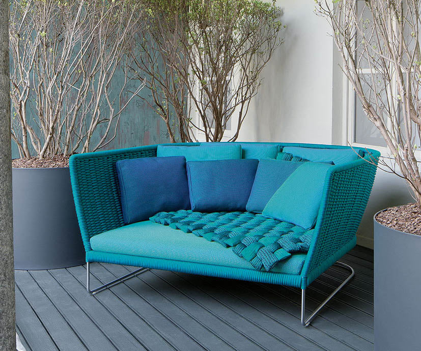 Elegant Handwoven Weaves and Stainless Steel Structure Ami Outdoor Sofa by Paola Lenti Casa Design Group