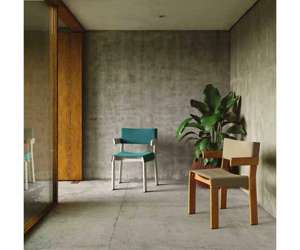 Band Dining Chair by Kettal outdoor chair in aluminum or teak with fabric upholstery Casa Design Group