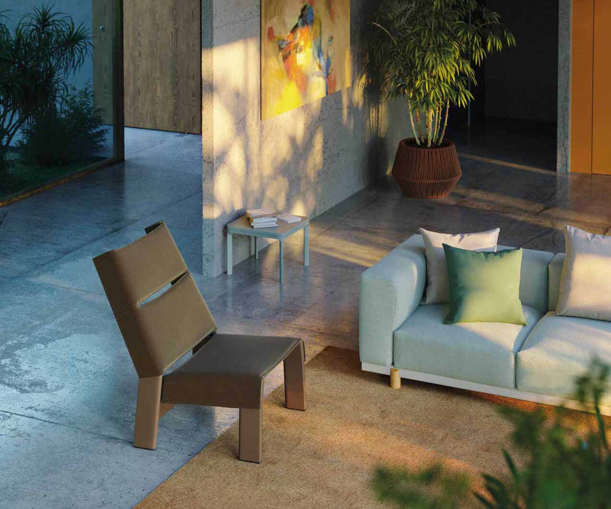Band Lounge Chair by Kettal outdoor lounge chair in aluminum or teak with fabric upholstery Casa Design Group